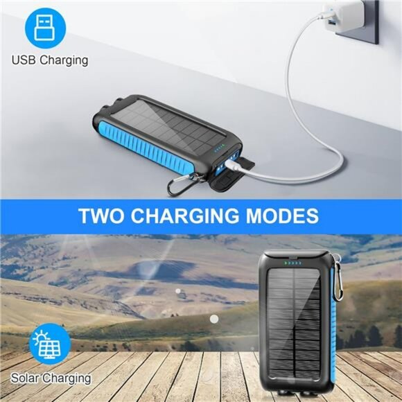 Solar Power Bank 49800mAh Waterproof Fast Charging USB C LED Flashlight - Picture 4 of 7